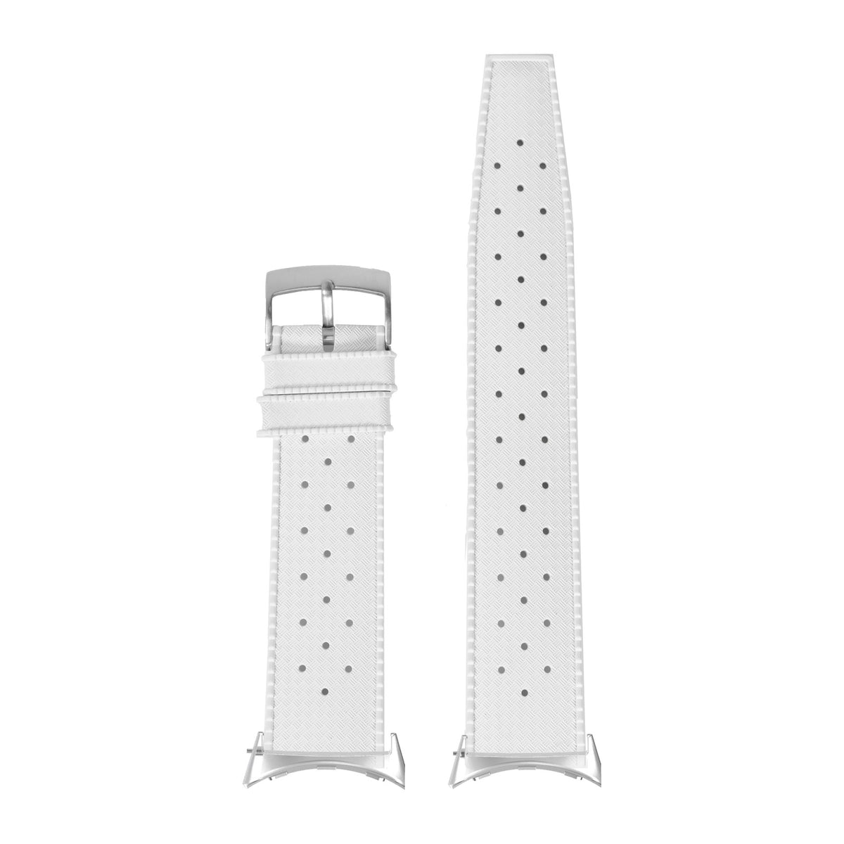 King Tropic FKM Rubber - White Silver with Google Pixel Spring Bar Adapters - Wear Any 20mm Strap! for Pixel Watch 1-5 41mm
