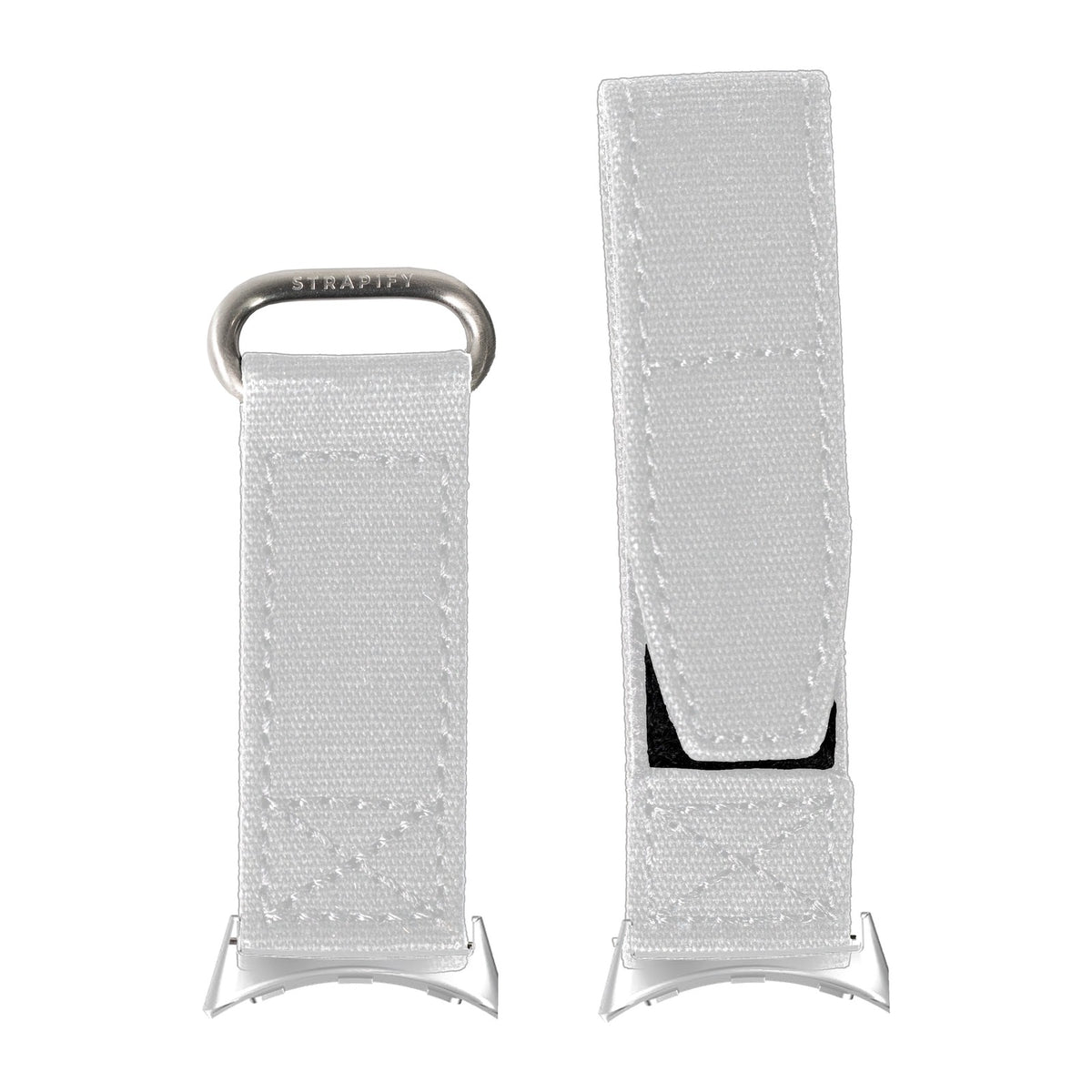 Military Velcro - White Silver with Google Pixel Spring Bar Adapters - Wear Any 20mm Strap! for Pixel Watch 3-5 45mm