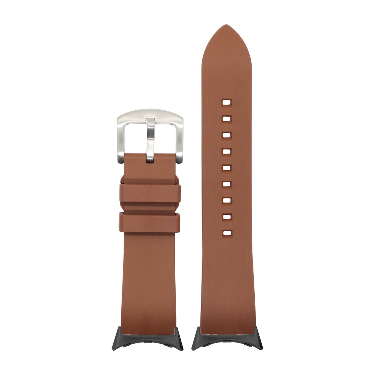 Prairie FKM Rubber - Brown with Google Pixel Spring Bar Adapters - Wear Any 20mm Strap! for Pixel Watch 1-5 41mm