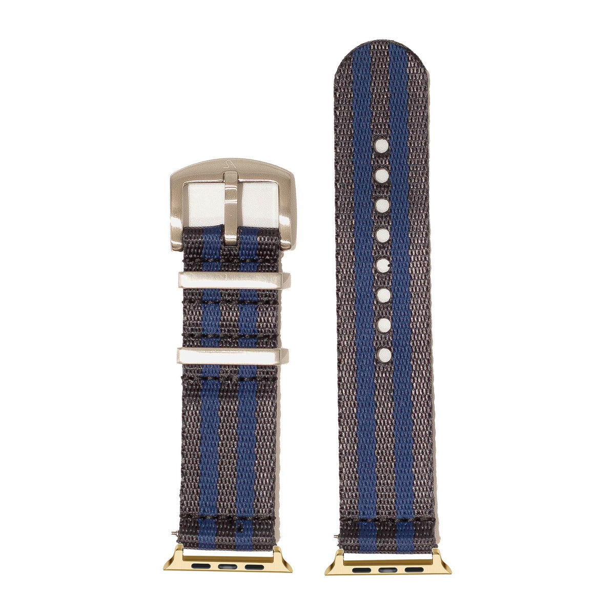 Supreme Militex - Dark Blue/Navy Blue Gold with Connecters - Spring Bar Type for Apple Watch