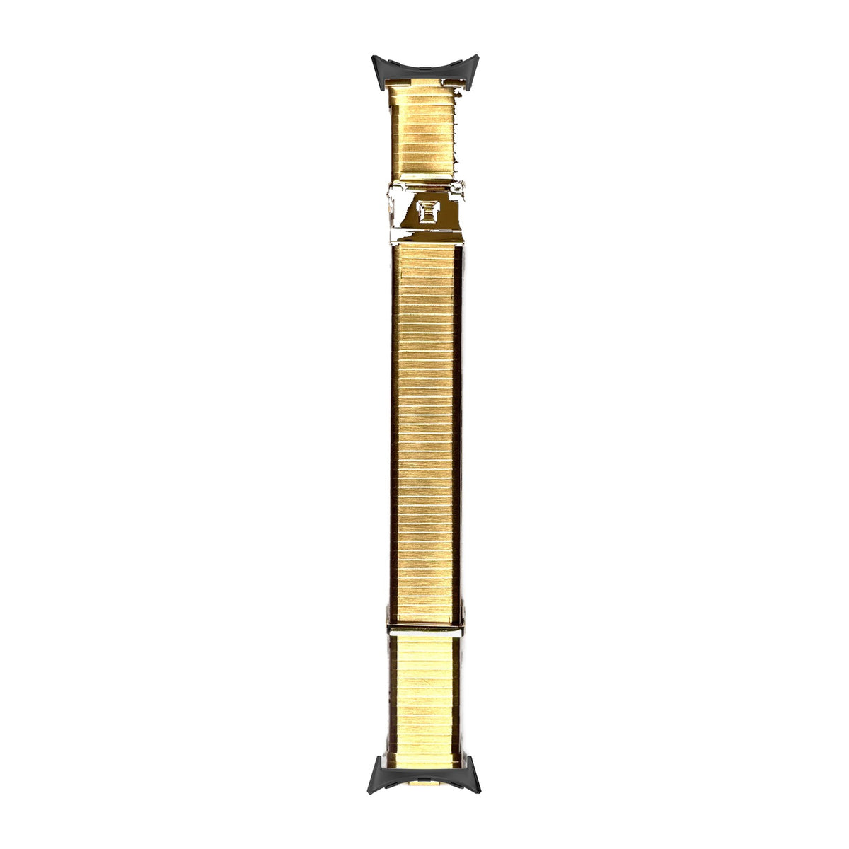 Gold Plated Forstner Komfit Military Type "Thin as a Dime" Black with Google Pixel Spring Bar Adapters - Wear Any 20mm Strap! for Pixel Watch 3-5 45mm