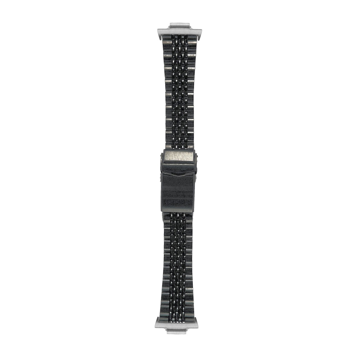 Black Goma BOR Steel Bracelet Silver with V-Clasp DLC Coated with Strap Adapter for Tissot PRX 40