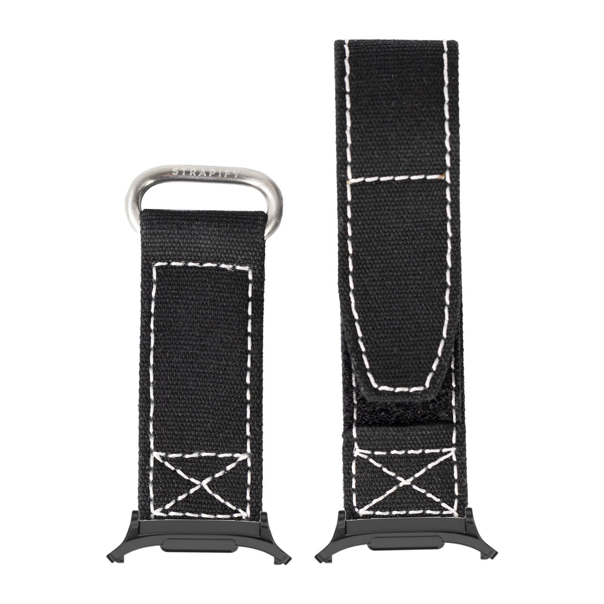 Military Velcro - Black/White for the Galaxy Watch 8, 9 and Ultra with adapter fitted