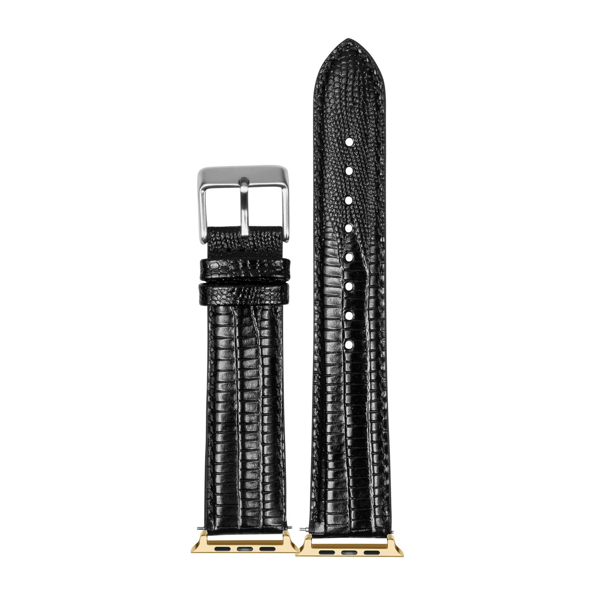 Faux Lizard - Black Gold with Connecters - Spring Bar Type for Apple Watch