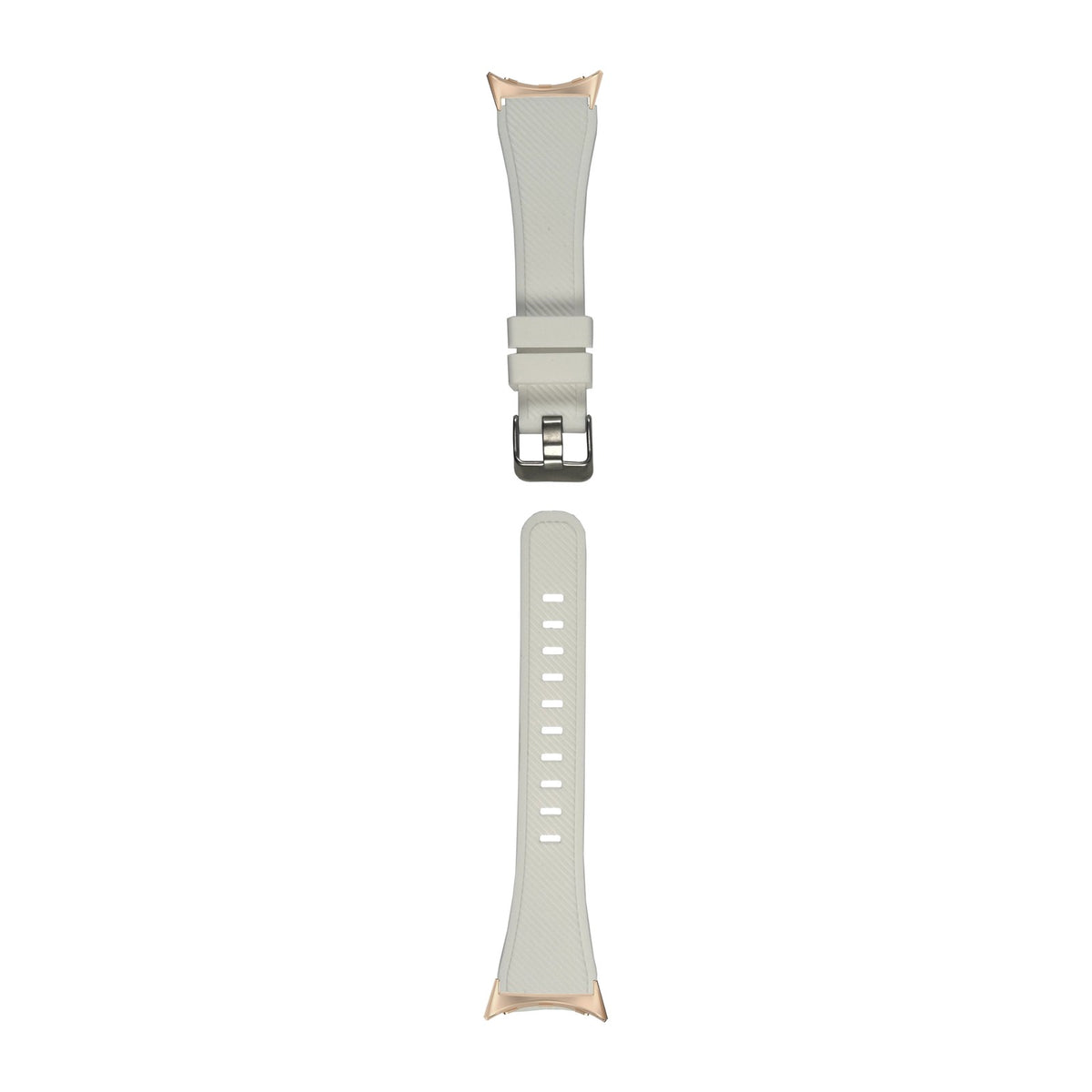 Flexi Silicone White Rose Gold with Google Pixel Spring Bar Adapters - Wear Any 20mm Strap! for Pixel Watch 3-5 45mm