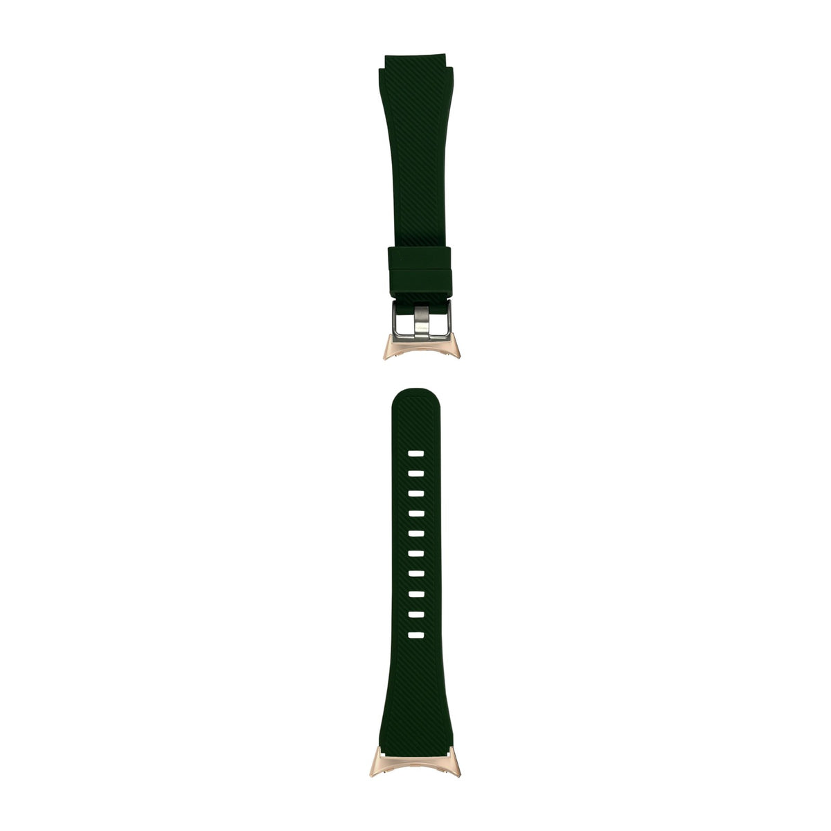 Flexi Silicone Forest Green Rose Gold with Google Pixel Spring Bar Adapters - Wear Any 20mm Strap! for Pixel Watch 1-5 41mm
