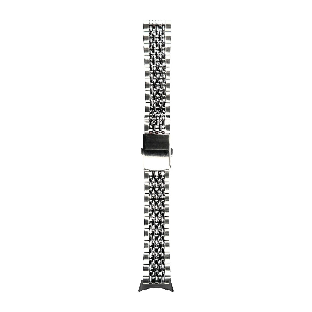 Steel Bracelet - Beads of Rice Silver Black with Google Pixel Spring Bar Adapters - Wear Any 20mm Strap! for Pixel Watch 3-5 45mm