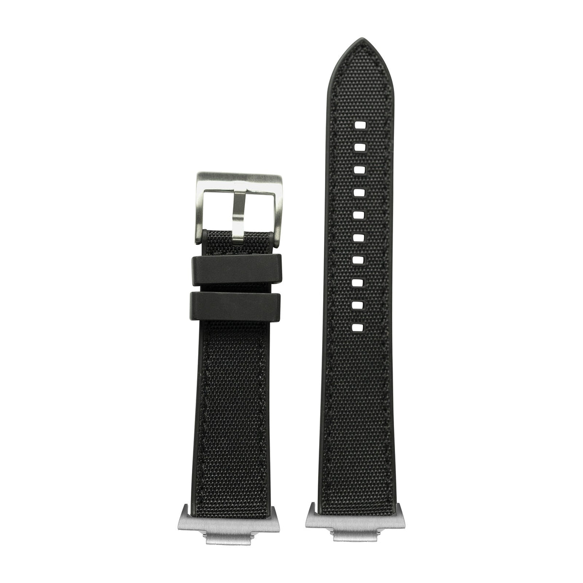 Sailcloth & FKM Rubber Hybrid Black Silver with Strap Adapter for Tissot PRX 40