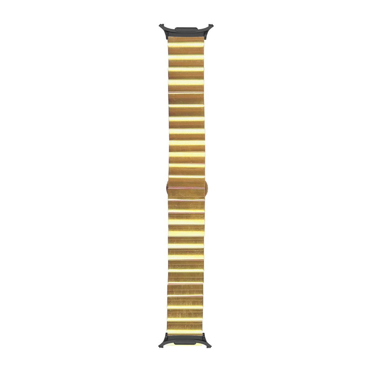 Steel Bracelet (Gold) - Deployment Clasp 3 Black with Strap Adapter for Galaxy Watch 8-9/Ultra