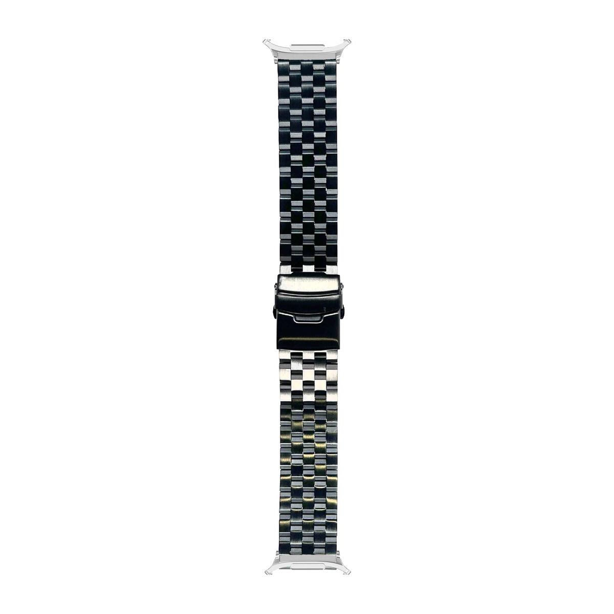 Engineer Bracelet - Folding Deployant Clasp - Black Silver with Strap Adapter for Galaxy Watch 8-9/Ultra