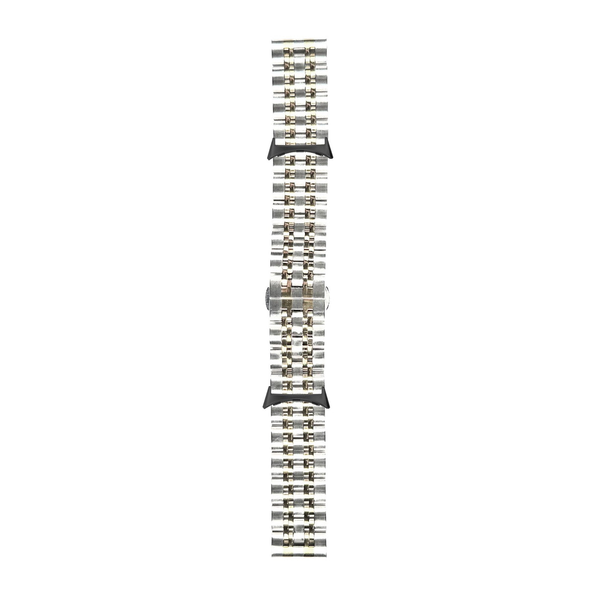 Steel Bracelet (Silver/Rose Gold) - Deployment Clasp 2 Black with Google Pixel Spring Bar Adapters - Wear Any 20mm Strap! for Pixel Watch 3-5 45mm