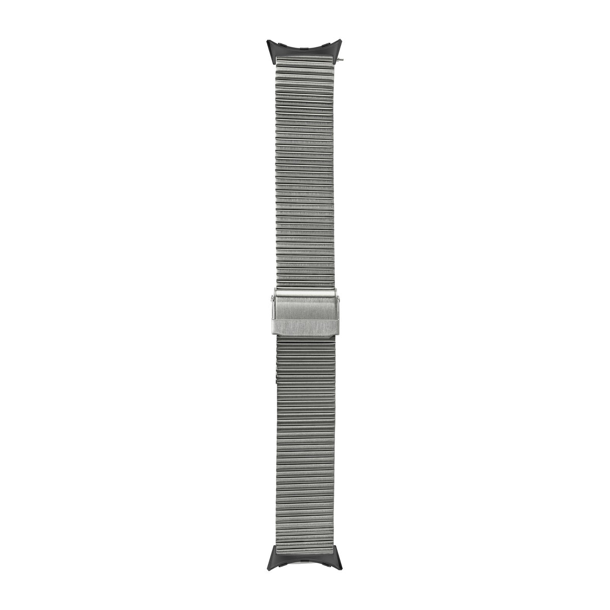 Flat-Link Micro-Adjustable Bracelet Silver Black with Google Pixel Spring Bar Adapters - Wear Any 20mm Strap! for Pixel Watch 1-5 41mm