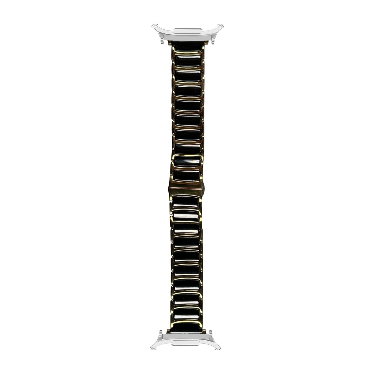 Ceramic Steel Bracelet - Gold / Black Series 1-9: 38-41mm & Series 10-12: 42mm Silver with Strap Adapter for Galaxy Watch 8-9/Ultra
