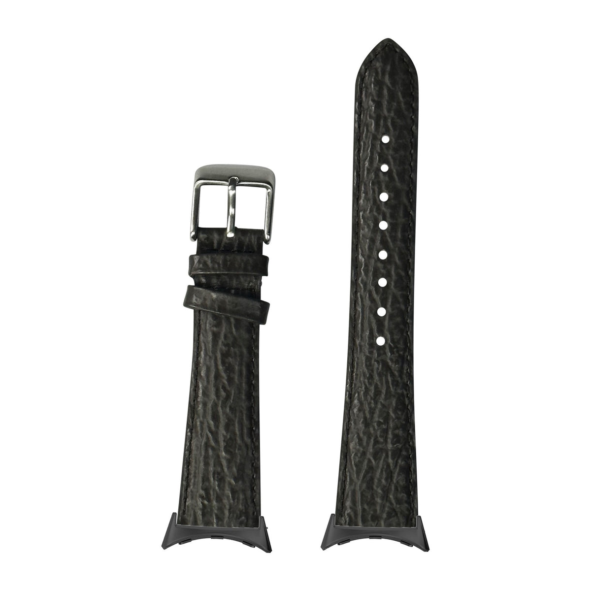 Faux Sharkskin - Grey Black with Google Pixel Spring Bar Adapters - Wear Any 20mm Strap! for Pixel Watch 3-5 45mm