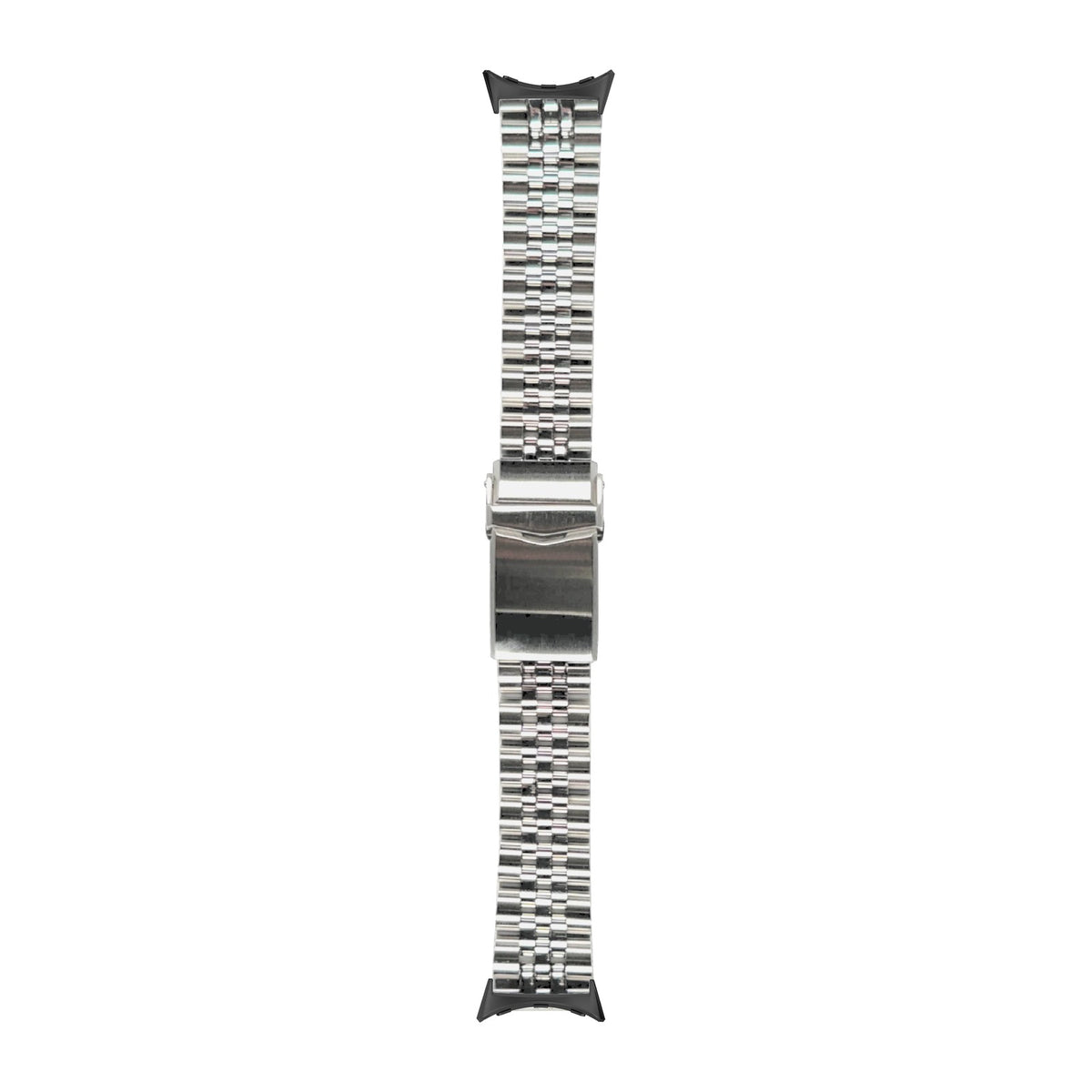 Angus-J Louis Steel Bracelet Black with V-Clasp with Google Pixel Spring Bar Adapters - Wear Any 20mm Strap! for Pixel Watch 1-5 41mm