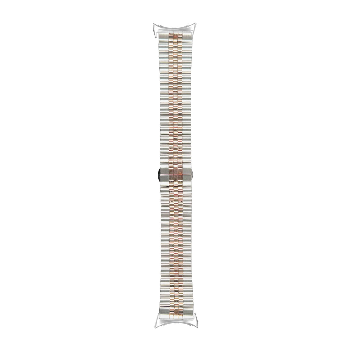 Jubilee Bracelet - Silver/Rose Gold Silver with Google Pixel Spring Bar Adapters - Wear Any 20mm Strap! for Pixel Watch 3-5 45mm