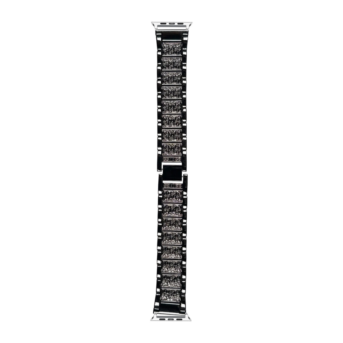 Zirconia Shimmer Bracelet Black Silver with Connecters - Spring Bar Type for Apple Watch