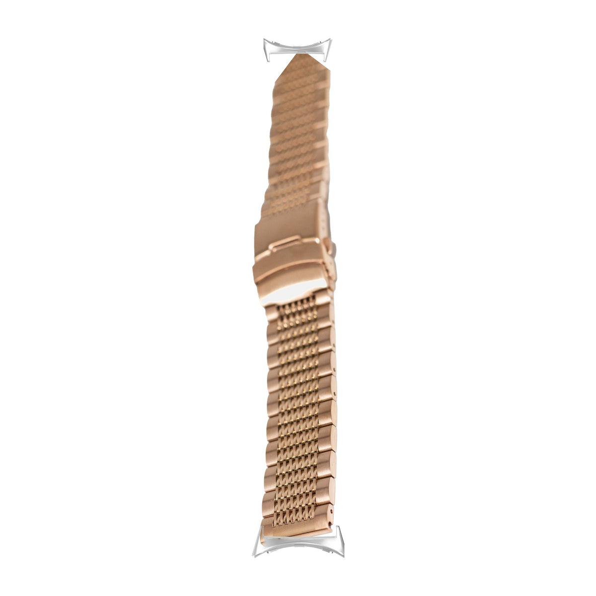 Rose Gold Steel Bracelet - Folding Deployant Clasp Silver with Google Pixel Spring Bar Adapters - Wear Any 20mm Strap! for Pixel Watch 1-5 41mm