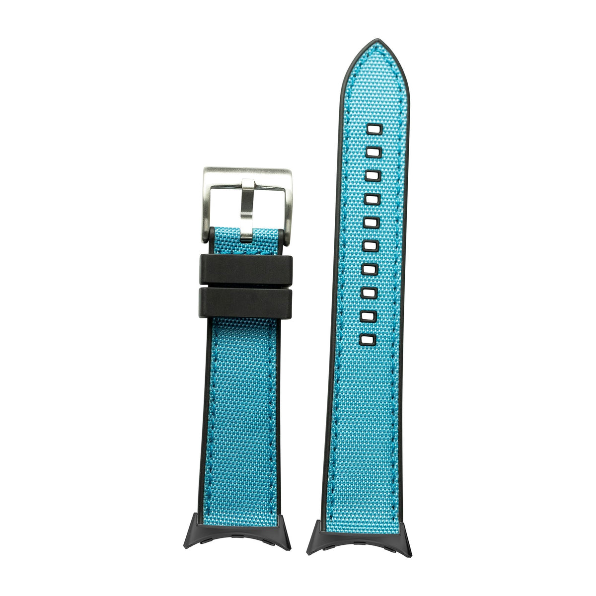 Sailcloth & FKM Rubber Hybrid Light Blue with Google Pixel Spring Bar Adapters - Wear Any 20mm Strap! for Pixel Watch 1-5 41mm