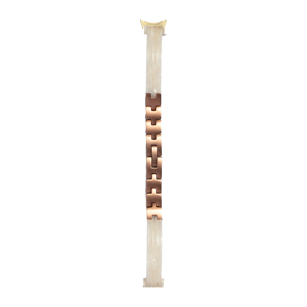 Acetate Bangle - White Pearl / Rose Gold Gold with Google Pixel Spring Bar Adapters - Wear Any 20mm Strap! for Pixel Watch 3-5 45mm