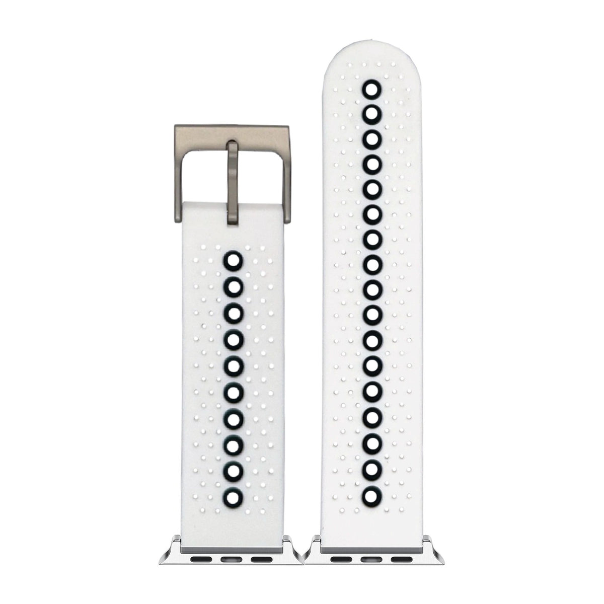 Flexi Sports Silicone 2 White Silver with Connecters - Spring Bar Type for Apple Watch