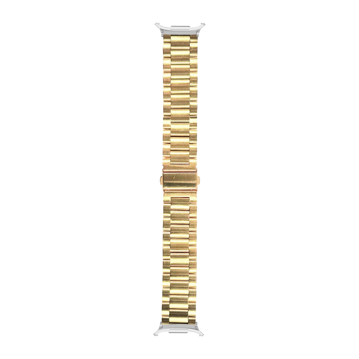 Steel Bracelet Silver with Deployant Clasp - Gold with Strap Adapter for Galaxy Watch 8-9/Ultra
