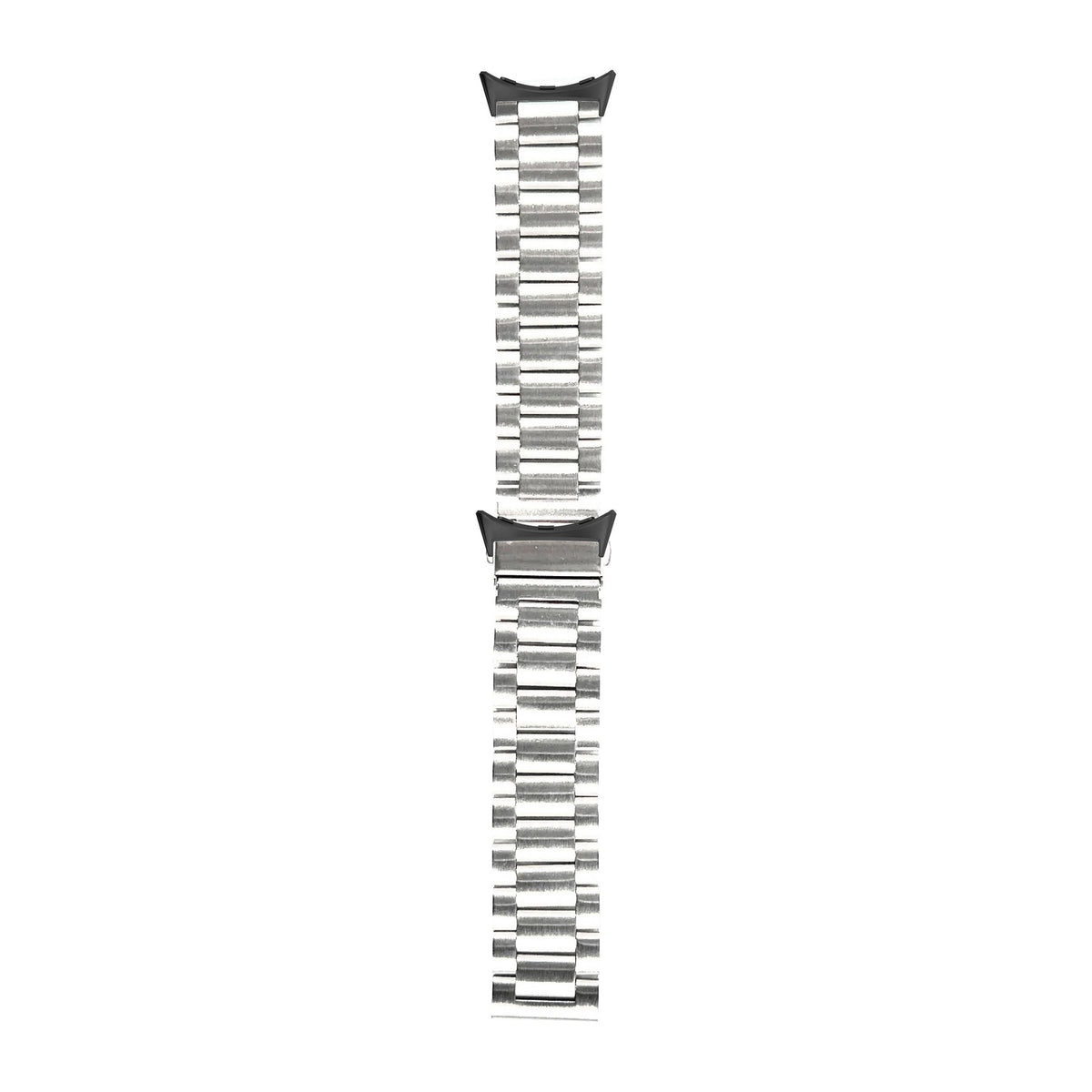 Steel Bracelet Black with Deployant Clasp - Silver with Google Pixel Spring Bar Adapters - Wear Any 20mm Strap! for Pixel Watch 1-5 41mm