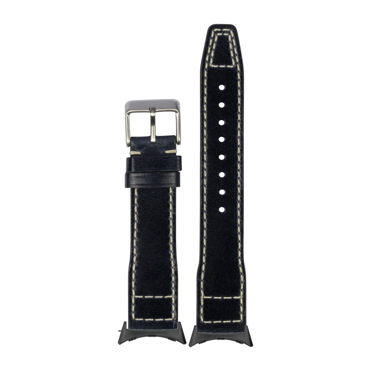 Pilot Leather - Black with Google Pixel Spring Bar Adapters - Wear Any 20mm Strap! for Pixel Watch 1-5 41mm