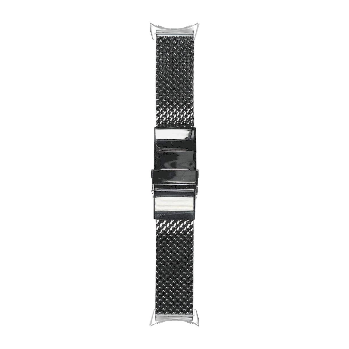 Milanese strap 20mm 2784 - Black Silver with Google Pixel Spring Bar Adapters - Wear Any 20mm Strap! for Pixel Watch 1-5 41mm