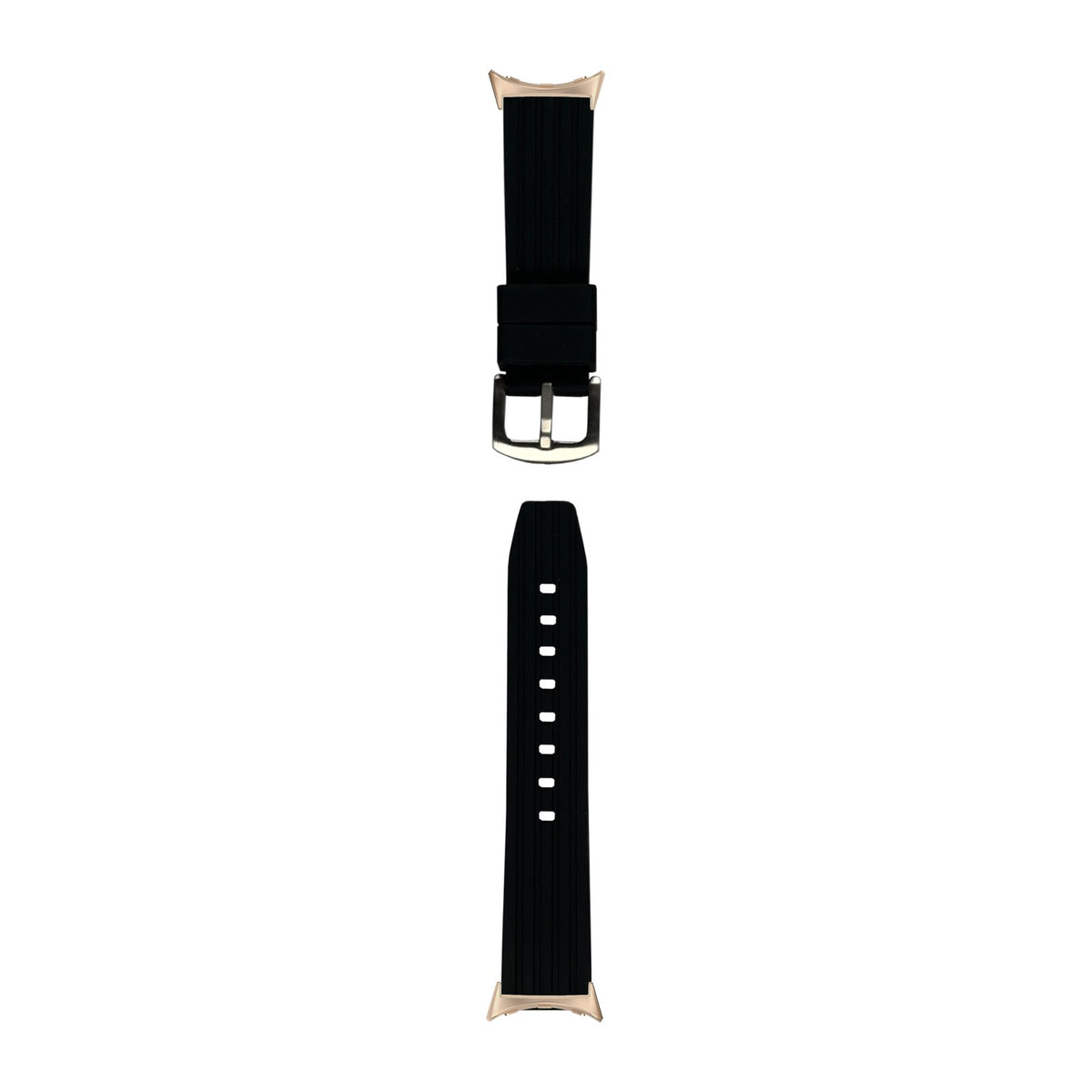 Flexi Silicone 4 Black Rose Gold with Google Pixel Spring Bar Adapters - Wear Any 20mm Strap! for Pixel Watch 3-5 45mm