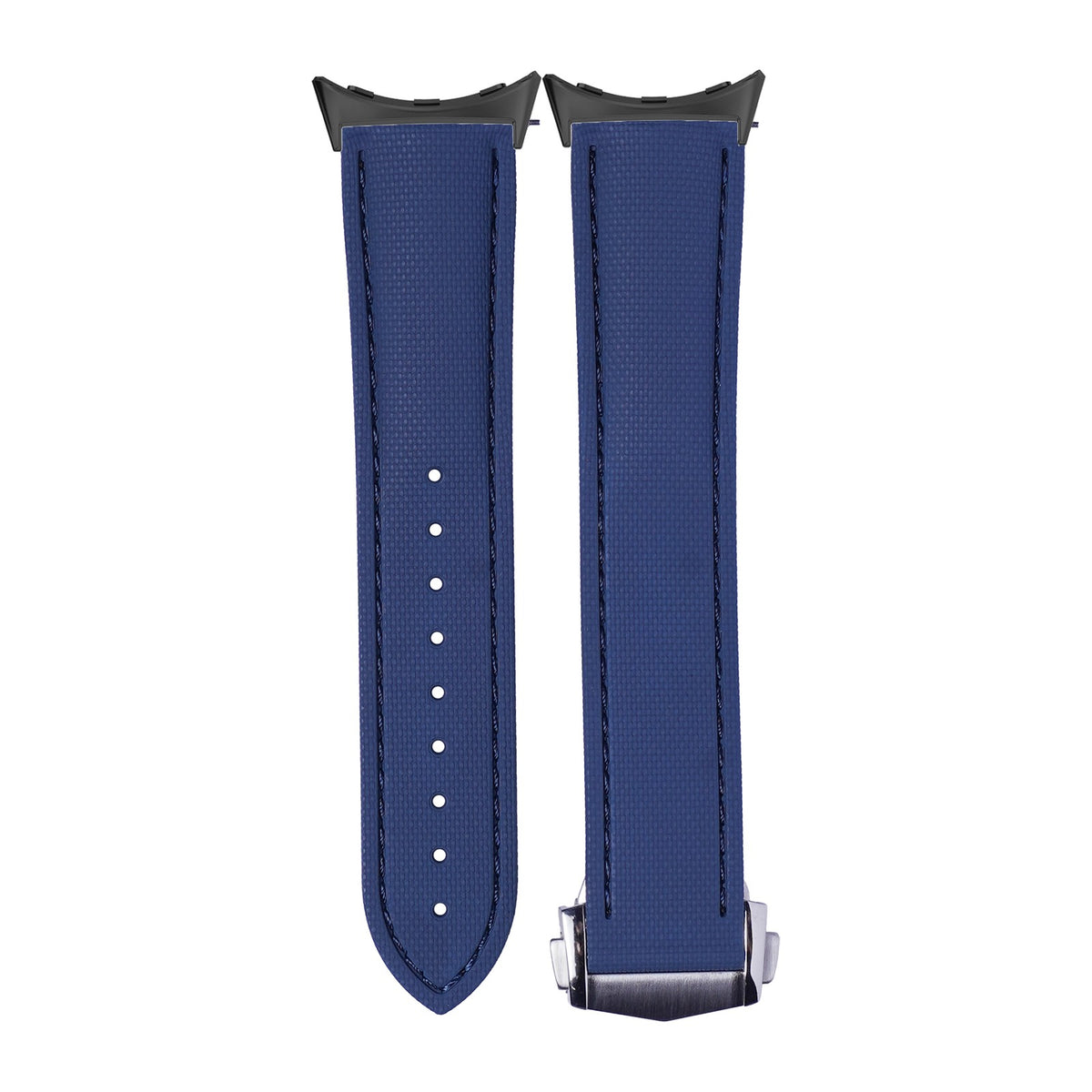 Textured FKM Rubber Navy Blue with Google Pixel Spring Bar Adapters - Wear Any 20mm Strap! for Pixel Watch 3-5 45mm