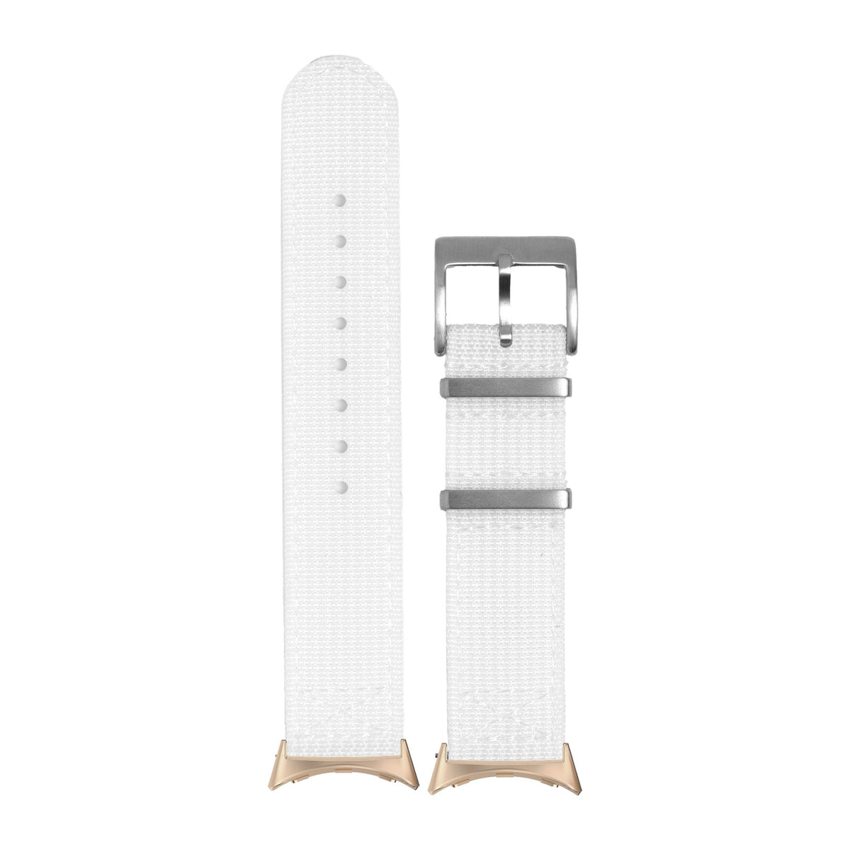 Alpha Militex - White Silver Small/Medium Rose Gold with Google Pixel Spring Bar Adapters - Wear Any 20mm Strap! for Pixel Watch 3-5 45mm