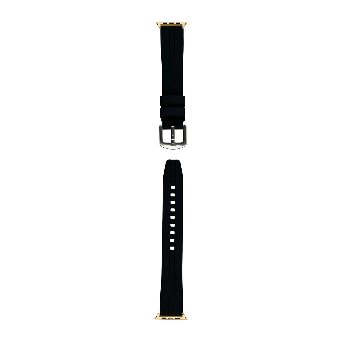 Large Silicone - Black Gold with Connecters - Spring Bar Type for Apple Watch