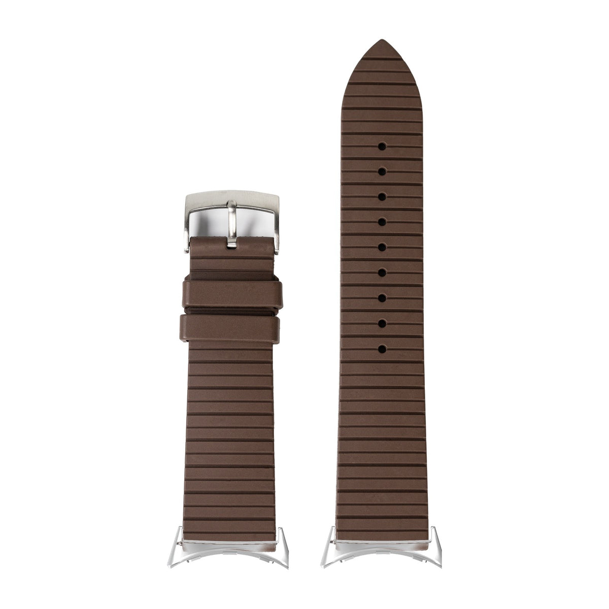 King Panelarc FKM Rubber - Brown Silver with Google Pixel Spring Bar Adapters - Wear Any 20mm Strap! for Pixel Watch 1-5 41mm