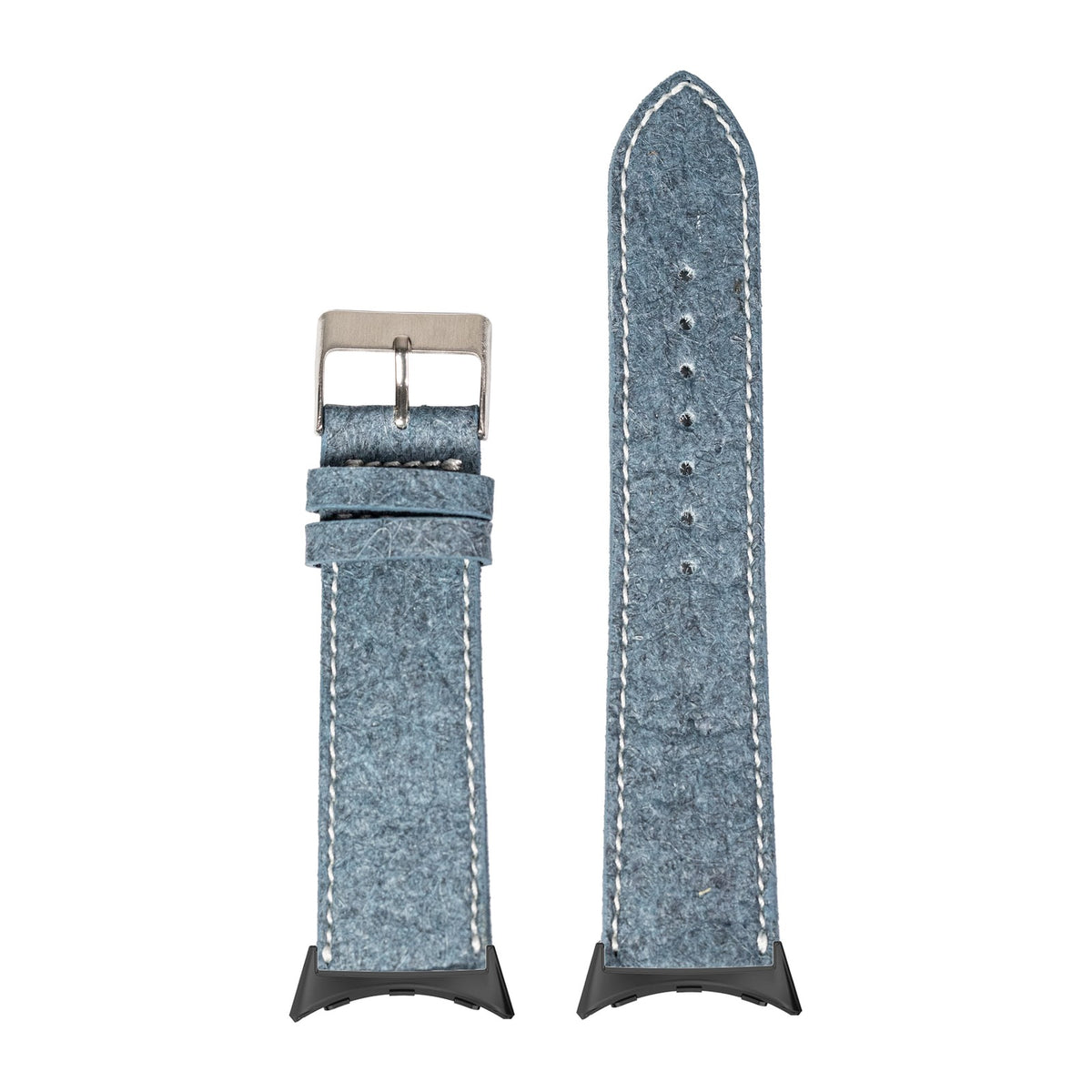 Pineapple Vegan Leather - Denim Blue | White Stitching with Google Pixel Spring Bar Adapters - Wear Any 20mm Strap! for Pixel Watch 1-5 41mm