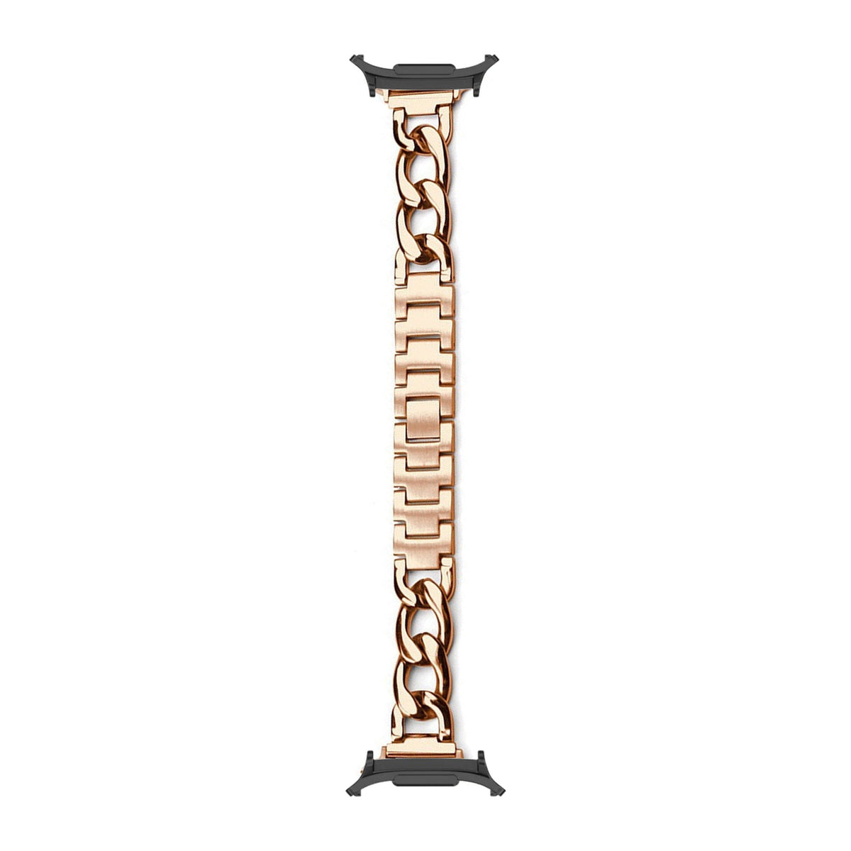 Chain Link Bracelet - Rose Gold Black with Strap Adapter for Galaxy Watch 8-9/Ultra