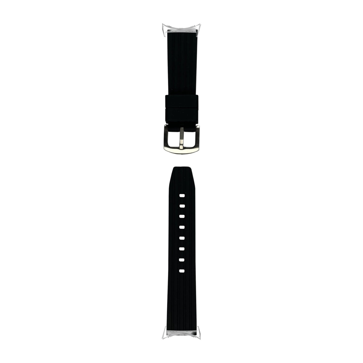 Flexi Silicone 4 Black Silver with Google Pixel Spring Bar Adapters - Wear Any 20mm Strap! for Pixel Watch 1-5 41mm