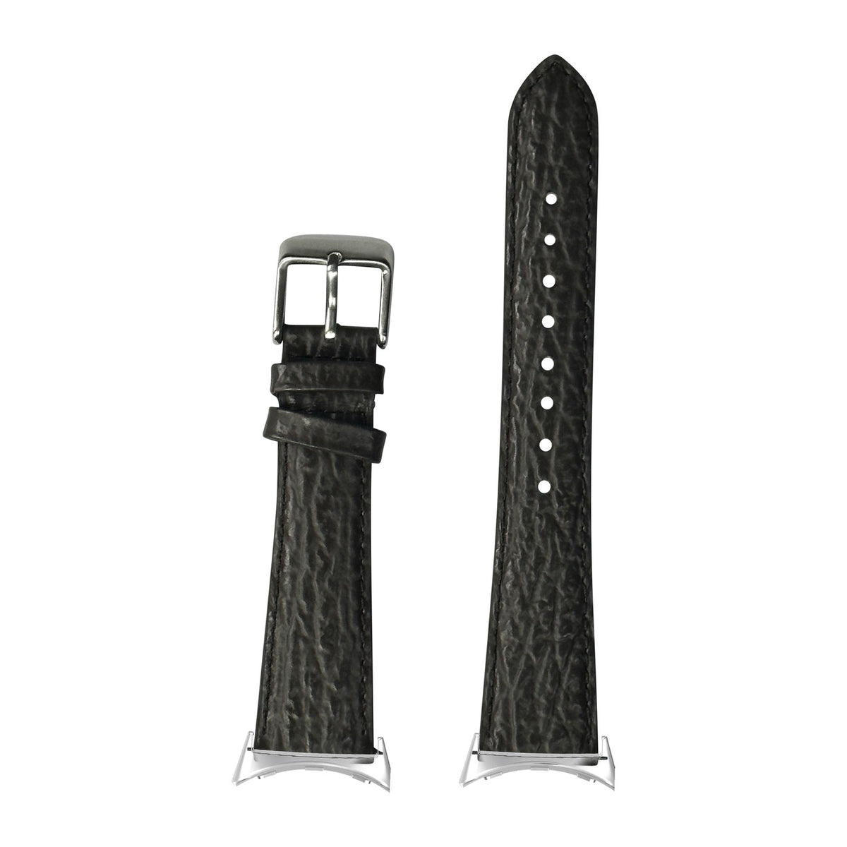 Faux Sharkskin - Grey Silver with Google Pixel Spring Bar Adapters - Wear Any 20mm Strap! for Pixel Watch 3-5 45mm