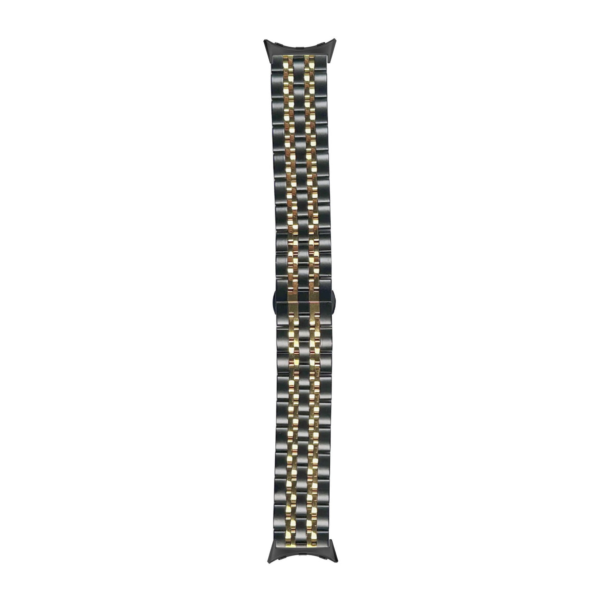 Steel Bracelet Deployant Clasp 2 - Black / Gold Black with Google Pixel Spring Bar Adapters - Wear Any 20mm Strap! for Pixel Watch 1-5 41mm