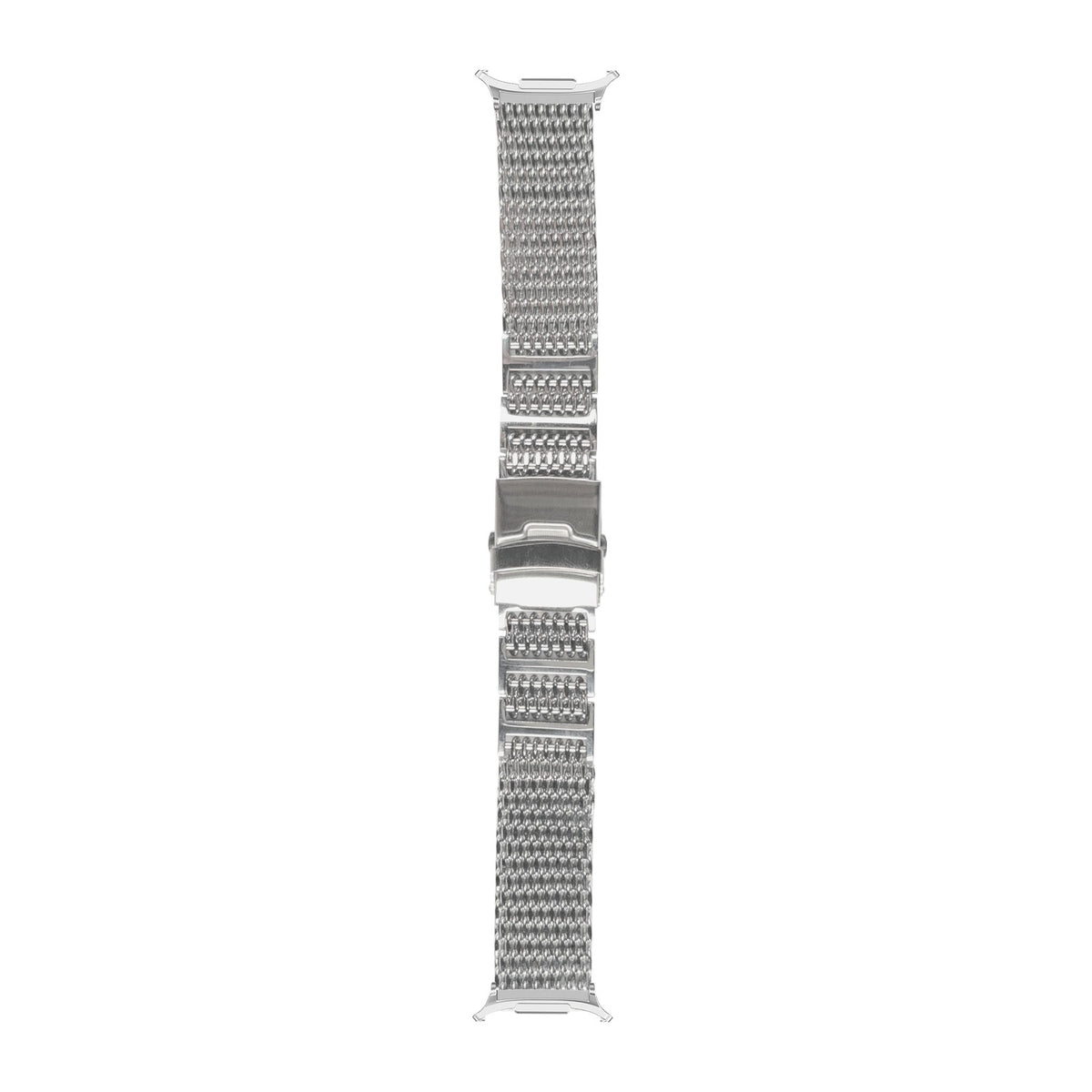 Shark Mesh Bracelet - Folding Deployant Clasp - Silver Silver with Strap Adapter for Galaxy Watch 8-9/Ultra