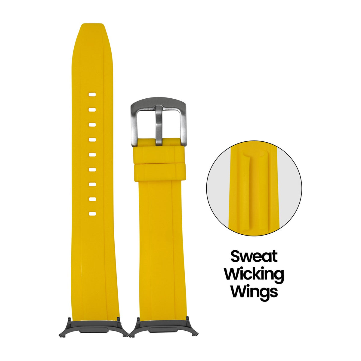 Kingston FKM Rubber - Yellow for the Galaxy Watch 8, 9 and Ultra with adapter fitted