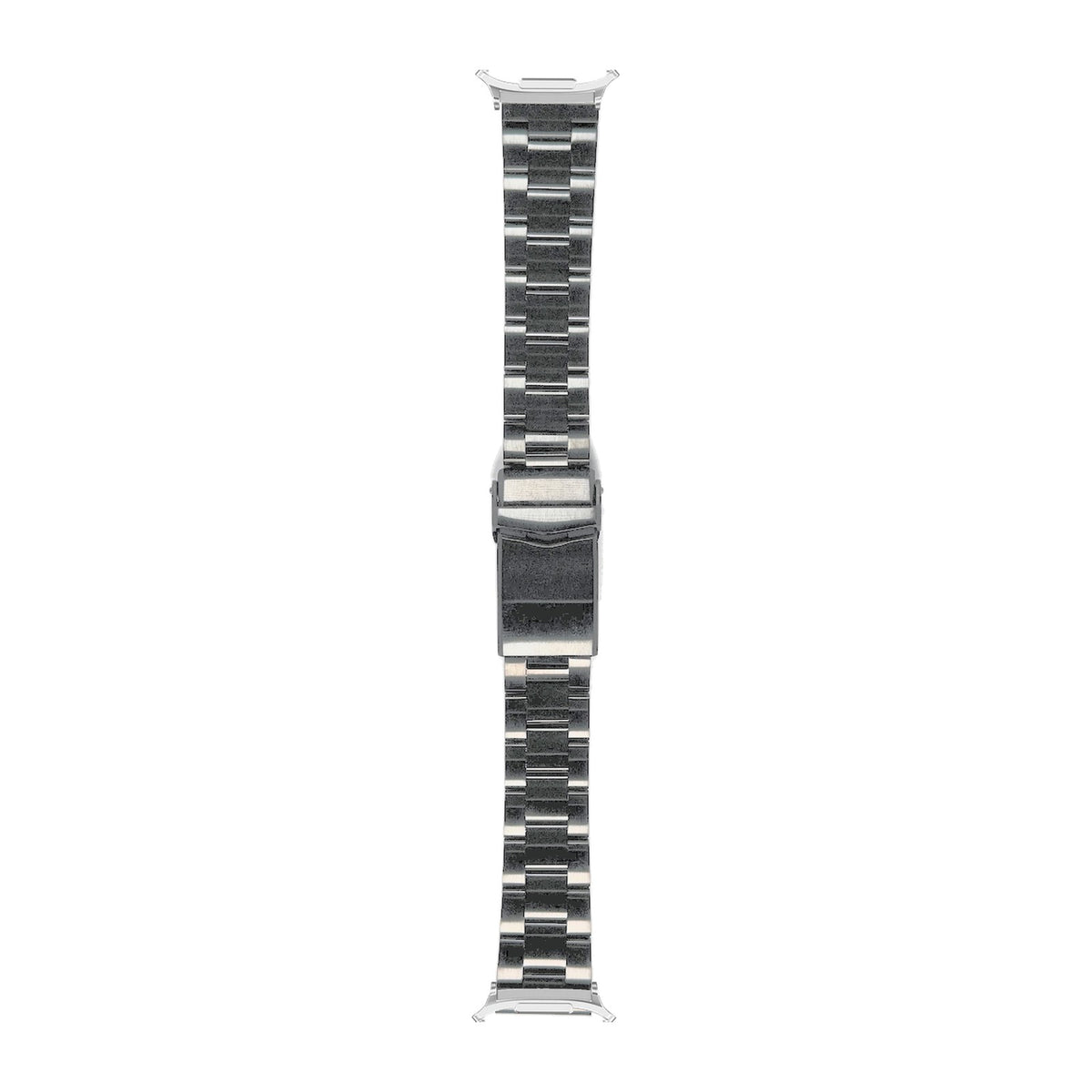Black Super-O Steel Bracelet Silver with V-Clasp with DLC Coating with Strap Adapter for Galaxy Watch 8-9/Ultra