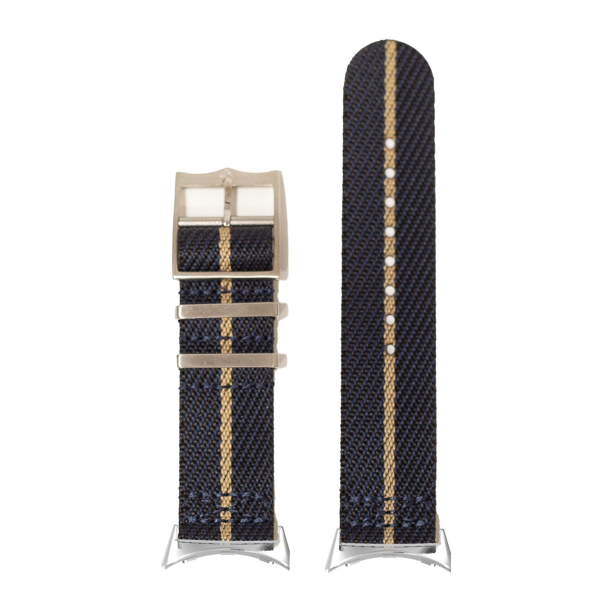 Cross Militex - Night Blue / Wheat Silver with Google Pixel Spring Bar Adapters - Wear Any 20mm Strap! for Pixel Watch 3-5 45mm