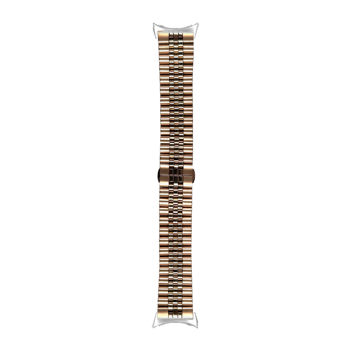Jubilee Bracelet - Rose Gold Silver with Google Pixel Spring Bar Adapters - Wear Any 20mm Strap! for Pixel Watch 3-5 45mm