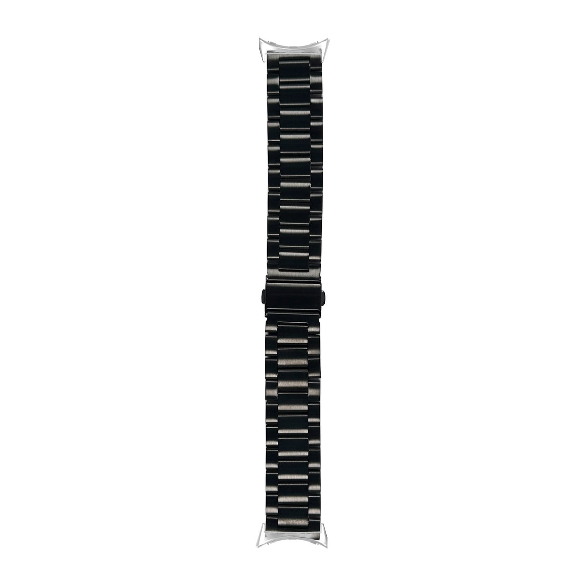 Steel Bracelet Silver with Deployant Clasp - Black with Google Pixel Spring Bar Adapters - Wear Any 20mm Strap! for Pixel Watch 3-5 45mm