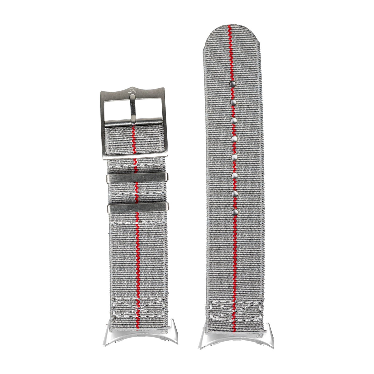 ElastoFlex - Grey/Red Silver with Google Pixel Spring Bar Adapters - Wear Any 20mm Strap! for Pixel Watch 1-5 41mm