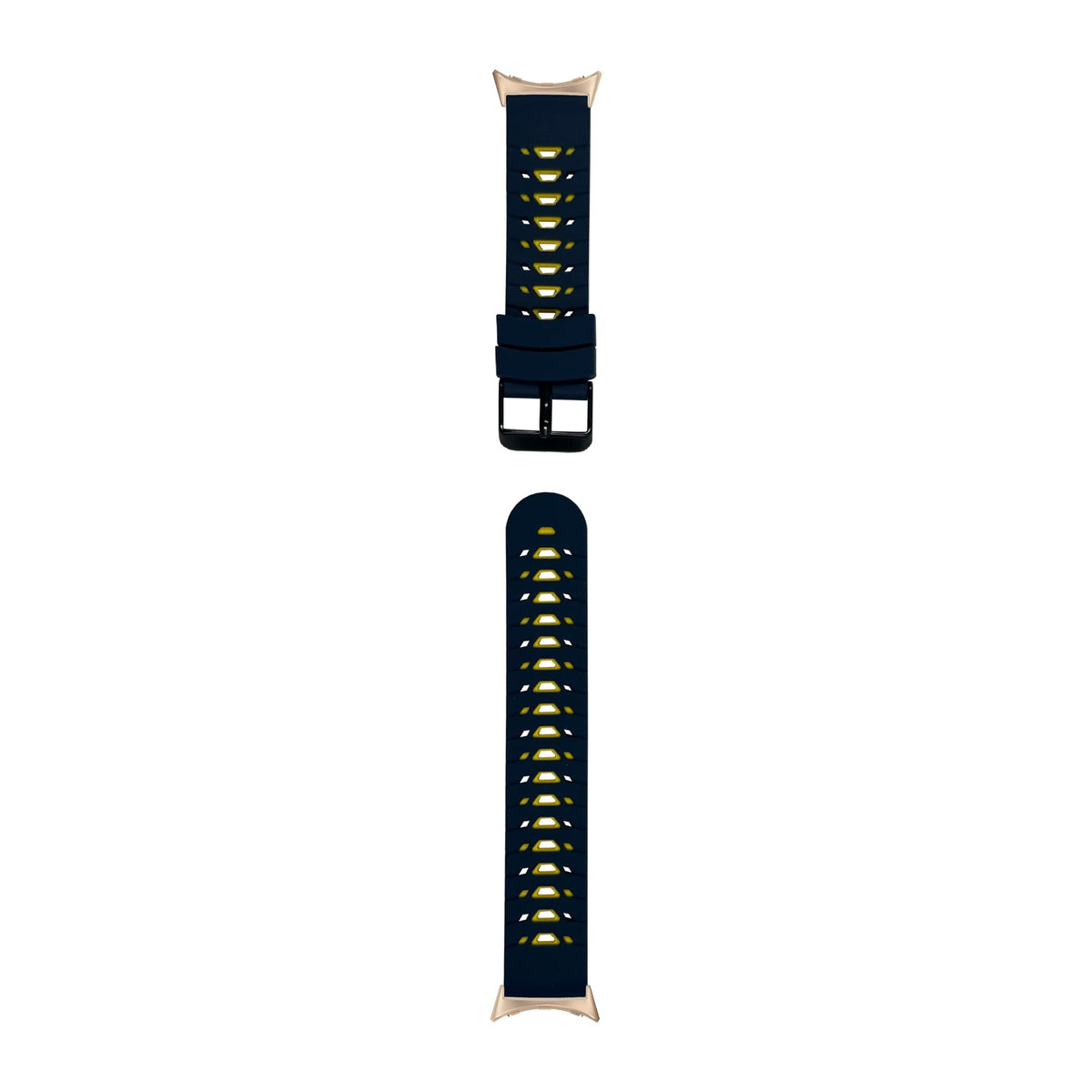 Flexi Silicone - Armour Blue/Yellow Rose Gold with Google Pixel Spring Bar Adapters - Wear Any 20mm Strap! for Pixel Watch 1-5 41mm