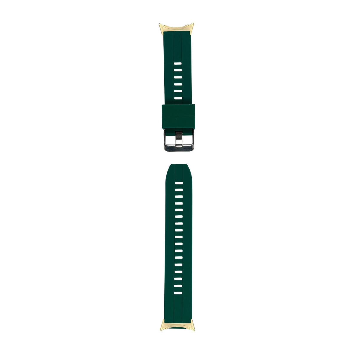 Flexi Silicone 2 Forest Green Gold with Google Pixel Spring Bar Adapters - Wear Any 20mm Strap! for Pixel Watch 3-5 45mm