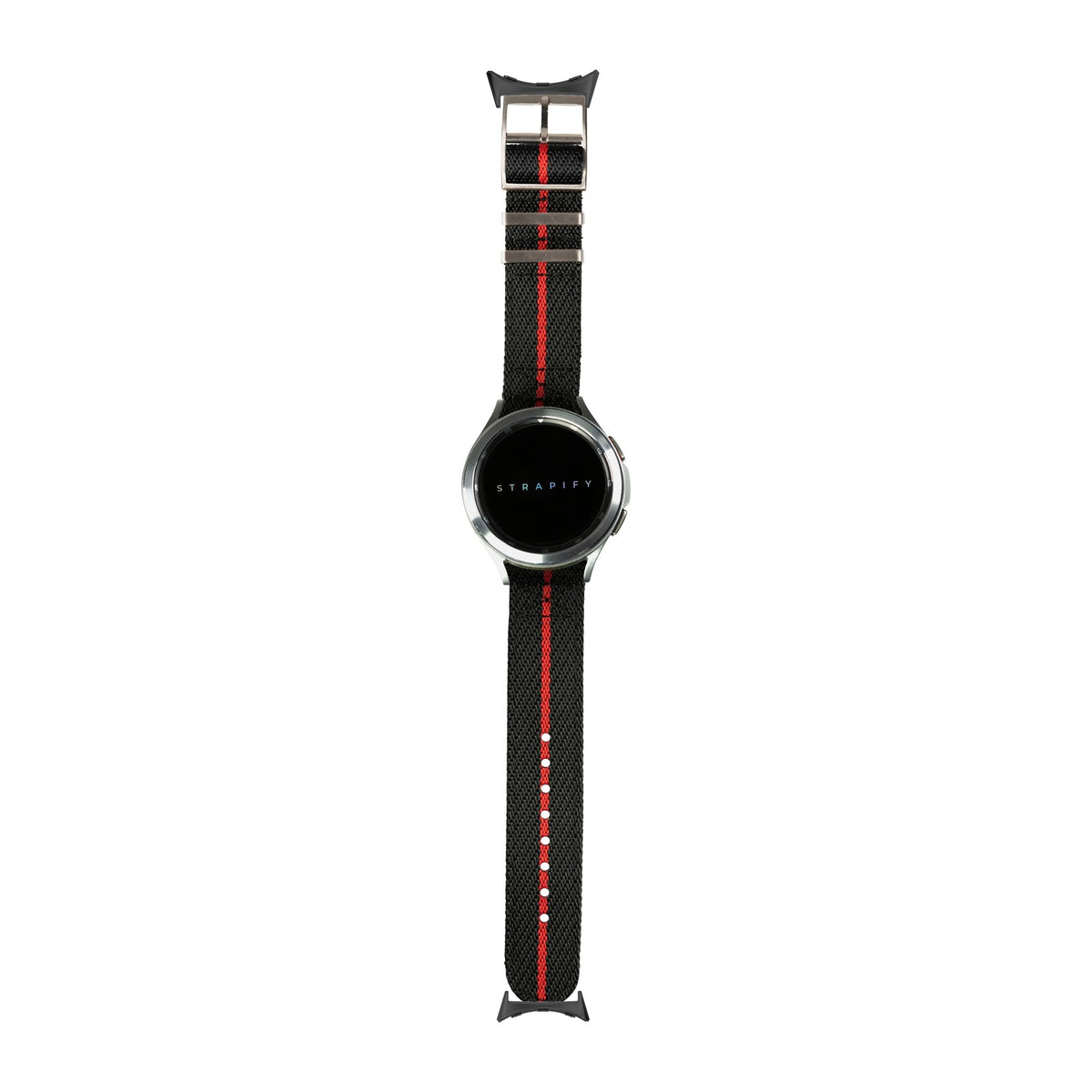 Cross Militex - Black and Red Stripe Black with Google Pixel Spring Bar Adapters - Wear Any 20mm Strap! for Pixel Watch 3-5 45mm