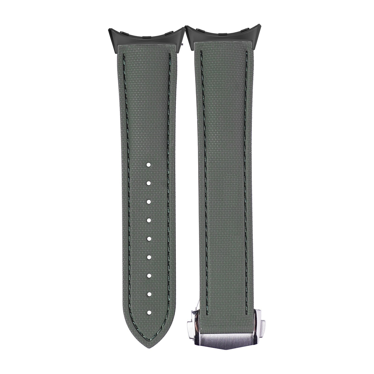 Textured FKM Rubber Army Green with Google Pixel Spring Bar Adapters - Wear Any 20mm Strap! for Pixel Watch 3-5 45mm